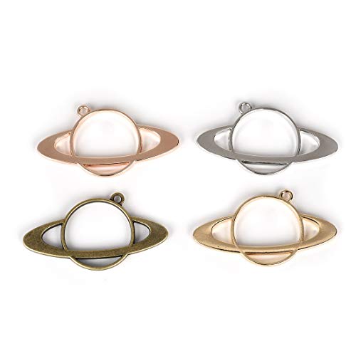LANBEIDE 20PCS Bezel Charms Pendants, Planet Open Back Bezel Pendants Hollow Mold Pendants Assorted Geometric Hollow Pressed Flower Frame Pendant DIY Crafts for Resin Earrings Necklace Bracelet