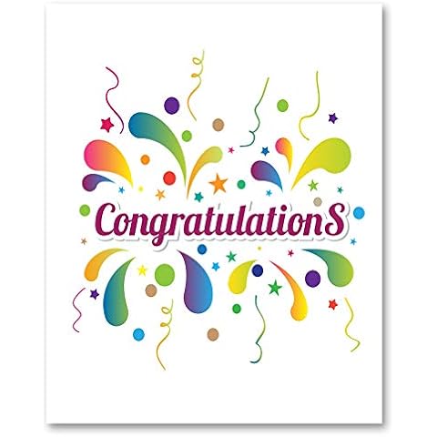 Jumbo Extra-Large Congratulations Greeting Card - Colorful Fun Design - Blank on the Inside - With Envelope 11.75"x9" - Single Cover