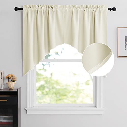 NICETOWN Swag Curtains for Kitchen Sink Topper, Farmhouse Light Blacoking Rod Pocket Window Curtain Valances for Living Room, 36" Wide x 36" Long Each
