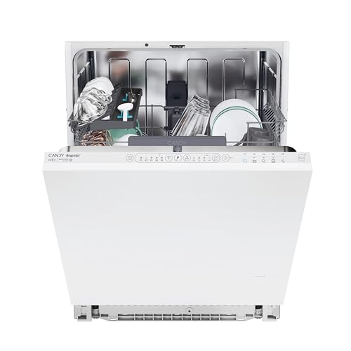 CANDY - Lave-Vaisselle Encastrable - 14 Couverts - Classe Énergétique B - Maxi Cuve, Cycle Rapide 49 min, Contrôle à Distance, Départ Différé - Blanc - 81,8-89,8 x 59,8 x 55 cm - Modèle CI 4B7L0W