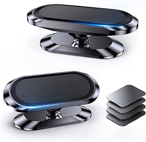 Image of 【2-Pack】 Magnetic Phone Holder for car, [ Super Strong Magnet][ with 4 Metal Plate ] iPhone Magnetic CarMount for Cell Phone, [ 360 Rotation ] Universal Dashboard Adhesive Car Magnetic Phone Mount