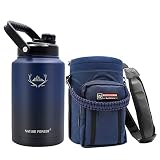 NATURE PIONEOR 128OZ Vacuum Insulated Water Bottle Set with Carrying Holder, 18/8 Food Grade Stainle