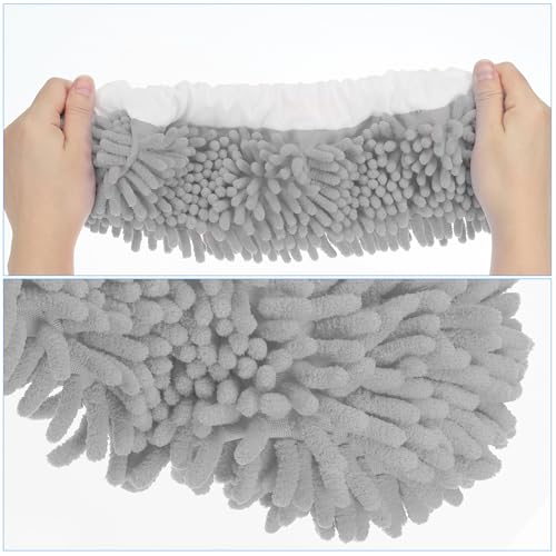 Image of MECCANIXITY Mop Slippers Washable Microfiber Floor Cleaning Shoes Cover Chenille Duster Foot Socks Tools for House Clean, Grey /Blue 8 Pack
