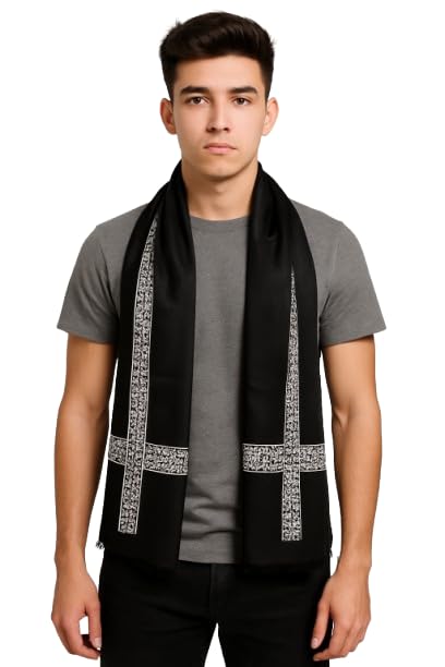 VANDNA INTERNATIONALTRADERS Classic Black Ethnic Patterned Unisex Scarf | Soft Designer Stole | All-Season Fashion Wrap-image-29