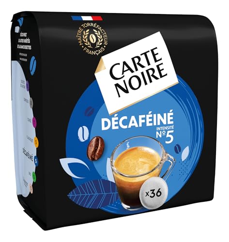 CARTE NOIRE – Café en Dosettes Souples Décaféiné N°5 - 10 Paquets de 36 Dosettes – Compatibles Senseo (360 dosettes)