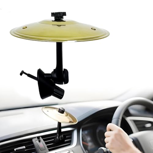 Car Cymbal, Car Crash Cymbal Air Vent Mini Metal Drum Decompression Toy for Stress Relief Funny Musical Instruments Gadget for Drummer Music Lovers Gift-Gold
