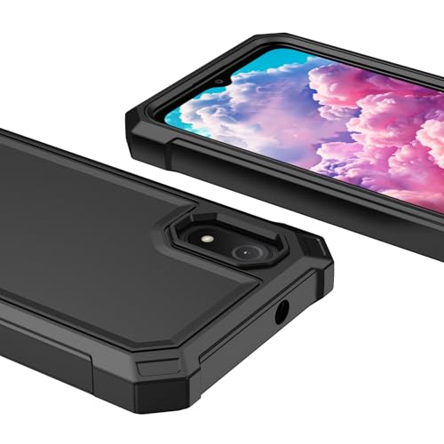 Lozeguyc for Cloud Mobile Stratus C8 Case with Screen Protector,Full Body Protection Front PC Back Soft Silicone Bumper,Heavy Duty Protection Shockproof Phone Case for Cloud Mobile Stratus C8 Black