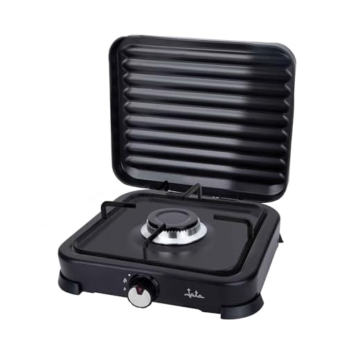 JATA JECG2721 - Cocina de gas portátil de 1 fuego con parrilla. Apta para butano y propano. Con tapa protectora extraíble. Ideal para camping. Ocupa poco espacio