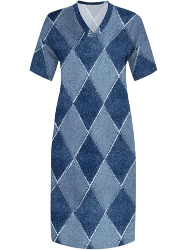Image of SUZONANA Plus Size Denim Print Maxi Dresses for Women Casual V Neck Short Sleeve with Pockets Soft Jean Look Dress XL-6XL