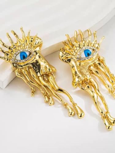 Evil Eye Earrings for Women, 18K Gold Plated Alloy Hoop Earrings, Handmade Mom Dangle Earrings Gift for Christmas Mother Holiday2