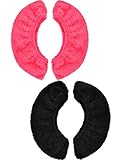 Blulu 2 Pairs Ice Skate Covers for Blades Skate Blade Covers Protector Guards for Hockey Figure Accessories(Black and Rose Red,L)