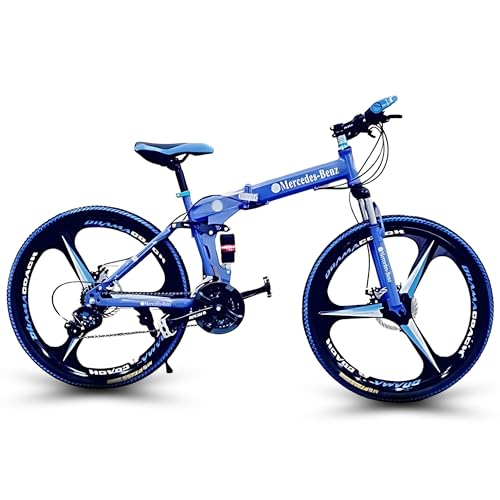 Image of Merceds Benz 26 Inch Gear Cycle for Boys and Adults with 21 Speed Gears Dual Suspension Folding Frame Daily Commute Fitness School and College Use City Ride Foldable Bicycle (Blue)