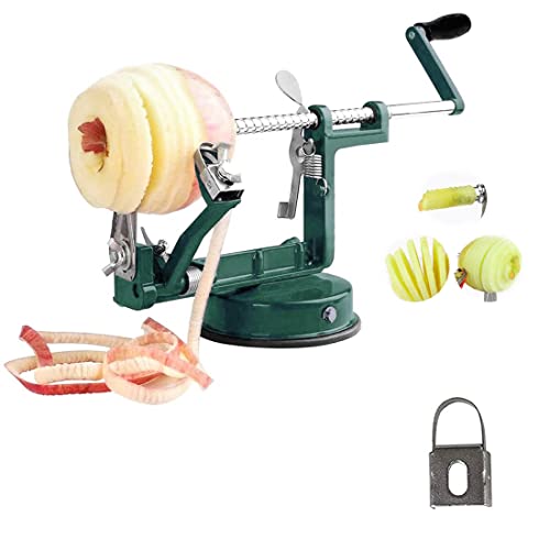 Apple Peeler,Apple Peeler Slicer Corer With Suction Base,Durable Heavy Duty Die Cast Magnesium Alloy Peelers(1Extra Blades) (Green) #TOP16