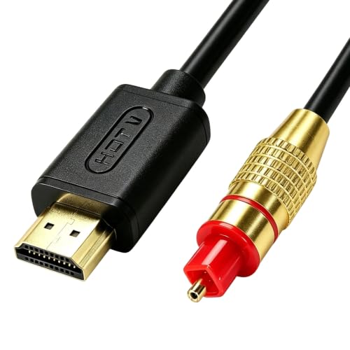 TUOLNK HDMI to Optical Audio Adapter 192kHz Optical to HDMI Converter Support PCM 2.0 No Lag HDMI ARC Optical Cable for Soundbar to TV Recivers and Projectors 6.6ft