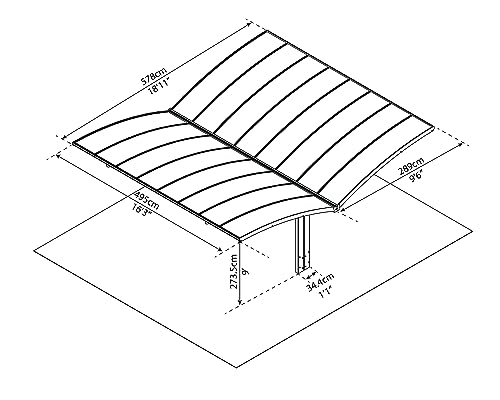 Canopia by Palram Carport Bausatz Arizona Wave 495 x 578cm Doppelcarport Polycarbonat in Anthrazit für PKW aus rostfreiem Aluminium