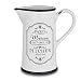 Produktbild for friends Krug für 1 Liter Wasser & Getränke, Französischer Krug "Paris Line" in Schwarz & Weiß mit Aufdruck "PITCHER", Wasser Karaffe rund aus Steingut mit Griff im Shabby Chic Look
