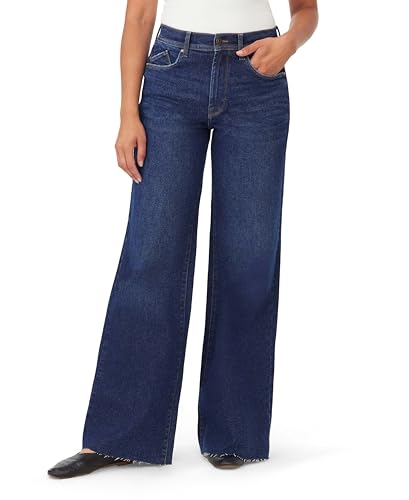 kensie Jeans for Women The Kaya Vintage Straight High-Rise Wide Leg Raw Hem 32-Inch Inseam, Windsor, 4