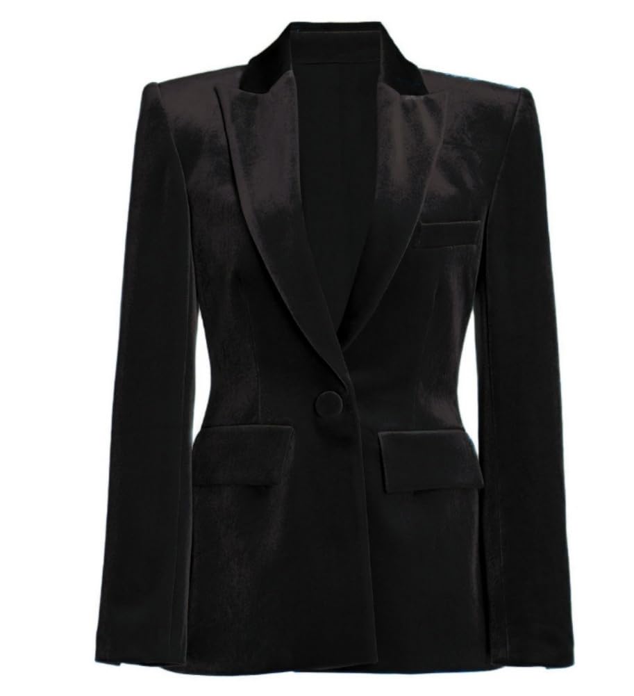Velvet Jacket Blazers for Women Trendy Business Casual Button Up Fall Winter Outerwear Office Work Party
