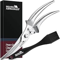 Heavy duty poultry shears, Kitchen Scissors for Bone, Chicken, Meat, Fish, Seafood and Vegetables, Spring Loaded food shear (Stainless Steel handles)