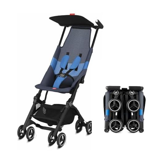 gb Pockit Air All Terrain Ultra Compact Lightweight Travel Stroller with Breathable Fabric in Night Blue , 28x17.5x39.8 Inch (Pack of 1)