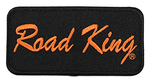 Toppa di piccole dimensioni Harley-Davidson Toppa ricamata da cucire con emblema Road King da 10,2 cm, nero/arancione