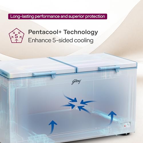 Image of Godrej DH ESNCH 430D 2HCLP RW with 5 Years Comprehensive Warranty, Pentacool+ Cooling, D-Cool technology, Cools even at 50 C, Double Door Convertible Deep Freezer (405L 4 Star, White)