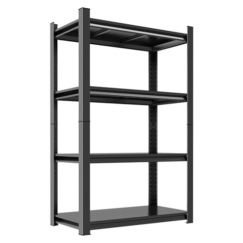 ErgoNova Garage Shelving Unit,Heavy Duty Storage Shelves Easy Assembly 4 Tier Adjustable Metal Steel Utility Shelf Rack Storage Organize for Tools Garage,Basement,Warehouse,13.78