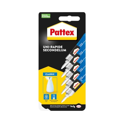 Pattex - Colle Cyanoacrylate Liquide (lot de 5 tubes de 2 g) – Colle cyanoacrylate extra forte et transparente – Multi-matériaux.