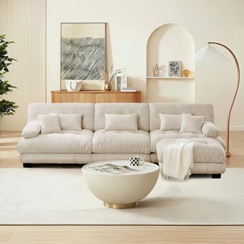 Image of SoarFlash Sectional Sofas Couches for Living Room, L Shaped Couch Sofa Set, Small Couches for Small Spaces, Apartment with Movable Ottoman, Camel
