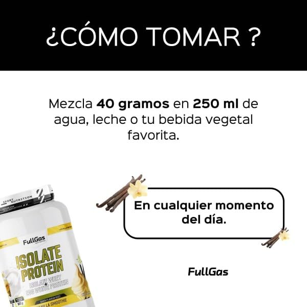 FullGas Aislado de Suero con Proteína de Clara de Huevo | Vainilla Smoothie | 900g | Sin Gluten | 100% Vegetariano