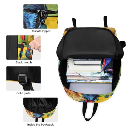 Backpack Lunch Bag Set Turkey Van Gogh Print, Big Storage Travel Backpacks with Insulated Lunch Box for Office Hiking Picnic3