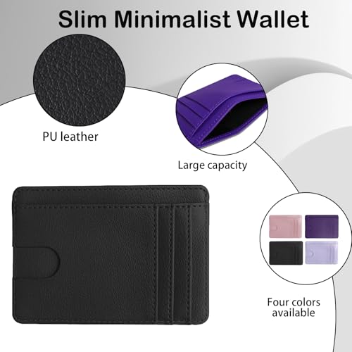 Light Purple Leather Minimalist Wallet for Men & Women – RFID Front Pocket Card Holder, Slim & Durable Leather Wallet, Stylish & Secure (Light Purple)3