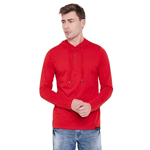 Image of LE BOURGEOIS Men Solid Regular Fit Hooded Neck Full Sleeve Cotton Sweatshirt Hoodie T-Shirt
