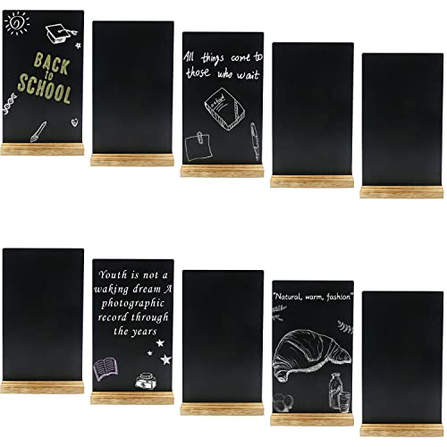 Bercoor 10 Pack Mini Tabletop Chalkboard Signs With Wood Base, Message Chalkboard Sign For Party, Restaurant, Wedding Table Numbers, 6 X 9.84 Inch #TOP4