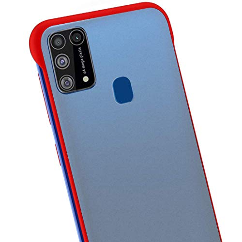 Image of Casotec Ultra Thin Frameless Transparent Hard PC Back TPU Corners Case Cover for Samsung Galaxy M31 - Red