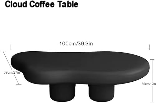 Miniatura 9 de Cloud - Mesa de centro moderna color blanco crema para sala de estar, bonita mesa auxiliar irregular para interiores con 4 patas (color crema,