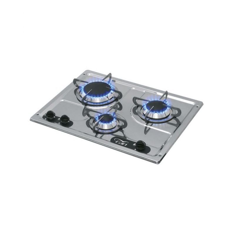 Plaque de cuisson encastrable gaz inox - 3 Feux - 470 x 360 x 80 mm
