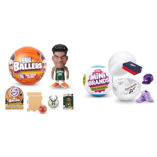 5 Surprise NBA Ballers by ZURU Surprise Unboxing Basketball Collectible Sports Toy & Mini Brands Sneakers Single Capsule, Real Miniature Sneaker Brands Collectible Toy