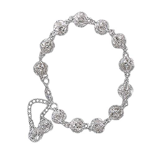 PRENKIN Réglable Creux Style Ethnique Pendentif Boule Bracelet Sculpture Argent Lady Retro Bangles Cover