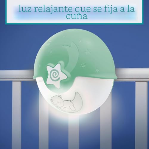 Miniatura 3 de Infantino Luz Calmante Y Proyector, Luz Nocturna Con Clip Para Cuna Con Diseño Grow-With-Me, Proyector De Noche Estrellada Y Luz De Mesa Con Melodías Y Sensores De Sonido Incorporados, Salvia