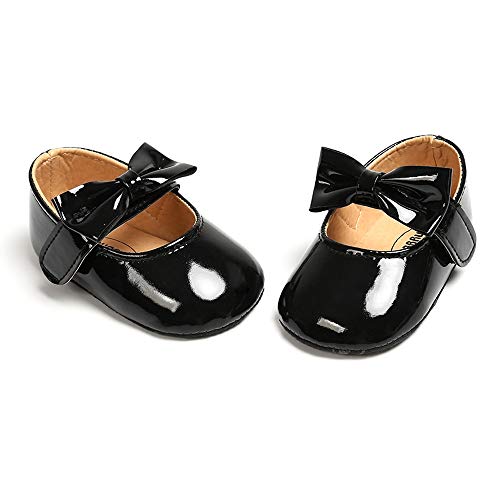 Sofmuo Baby Girls Mary Jane Flats With Bowknot Ballet Slippers Toddler First Walkers Infant Princess Wedding Party Christmas Dress Shoes(Black,6-12 Months) #TOP4