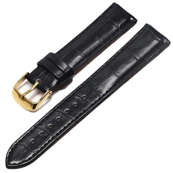 Image of 18mm 20mm 22mm 24mm 26mm 28mm 30mm 32mm Genuine Leather Black Brown Light Brown Blue Silver Rose Yellow Golden Silver Buckle Clasp Watch Band Strap for Men and Women