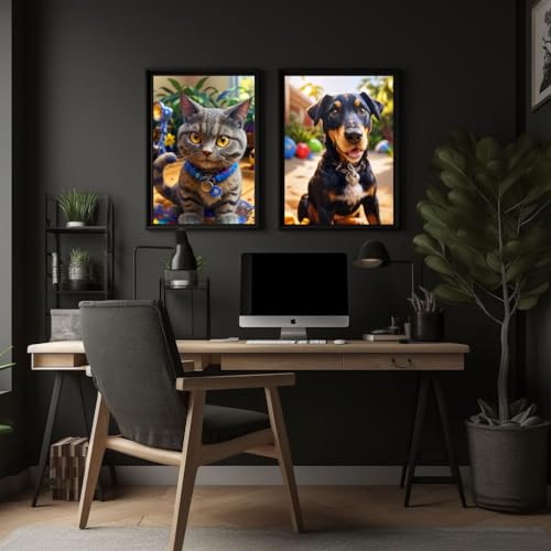 Tableau personnalisé chien chat cadre toile art numérique 4K - 2