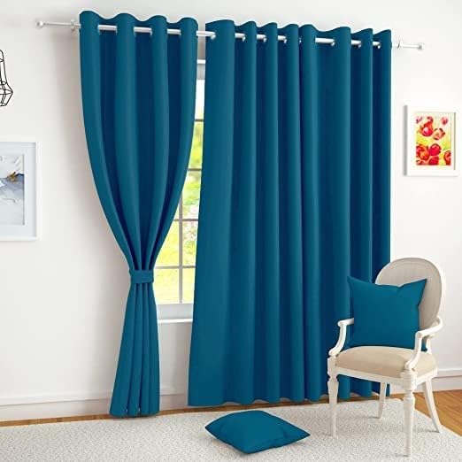 AAZEEM Blackout 1 Piece Plain Solid Door Curtain for Living Room, 7 feet