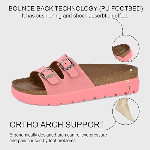 Image of Centrino Women's Berkin-Style Slip-On Sandals | Open Toe Design | Soft PU Footbed | Lightweight & Comfortable | Arch Support | On-Grip Sole | Casual Outdoor Wear (9219)
