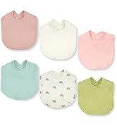 Dormlony Ultra Soft stylish and Absorbent Muslin baby bibs Unisex 6 pack of Organic Cotton baby b...