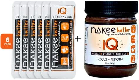 Nakee Butter iQ | Keto Nut Butter Peanut Butter Packets - Organic, Natural Source of High Fat & Protein, Low Carb Snacks for Keto and Paleo with MCT Oil (Chocolate, Jar + 6-Pack)