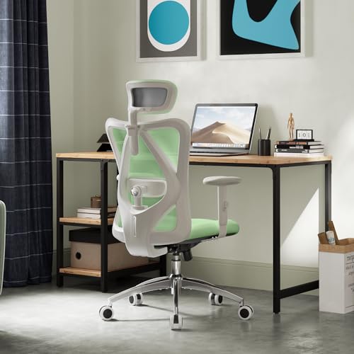 SIHOO M18 Ergonomic Office Chair, Computer Desk Chair with Adjustable Headrest and Lumbar Support, High Back Executive Swivel Chair for Home Office (L