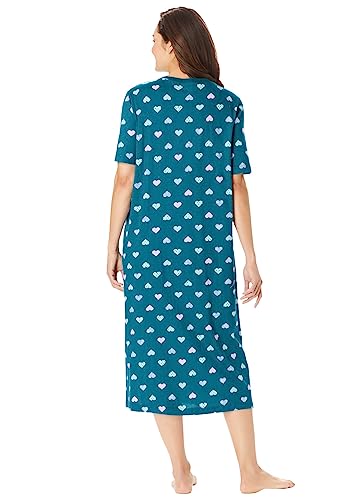 Dreams & Co. Women's Plus Size Long Print Sleepshirt Nightgown - 3X/4X, Strawberry Rose Red #TOP2