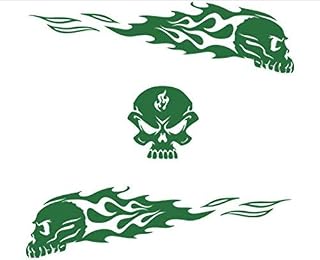 G0005 - Flame Ghost Skull Decal Kit Golf Cart, ATV, RC Truck, UTV, Motorcycle, Helmet (Green)